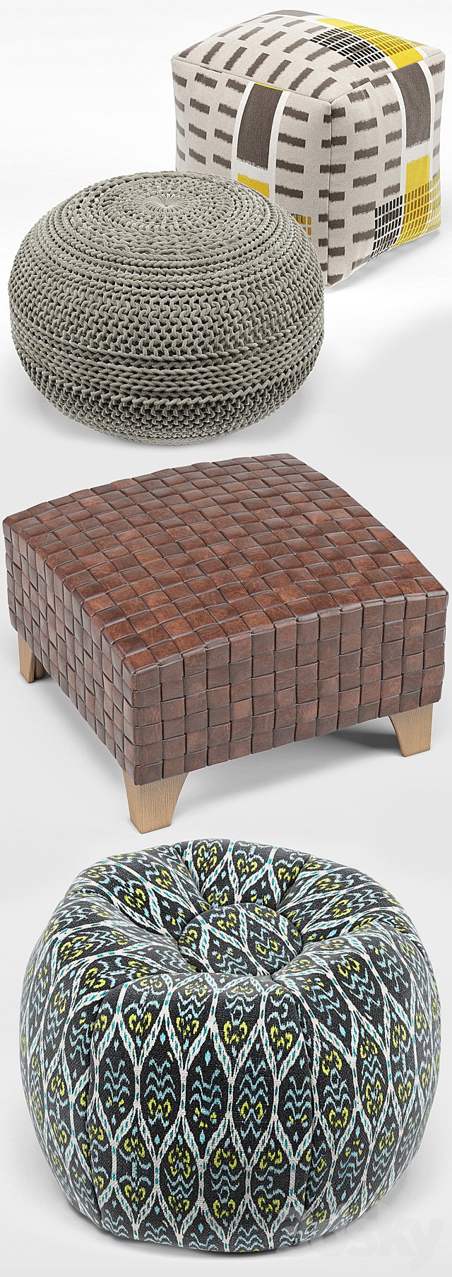 Pouf Set 2 3ds Max - thumbnail 2