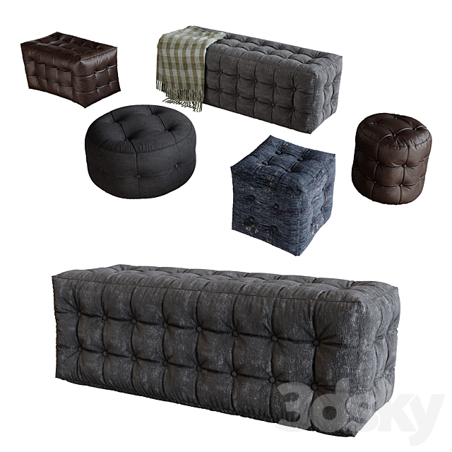 Pouf Set 3DSMax File - thumbnail 1