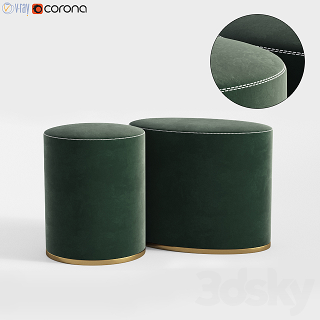 Pouf Set Gallotti & Radice 3ds Max - thumbnail 1