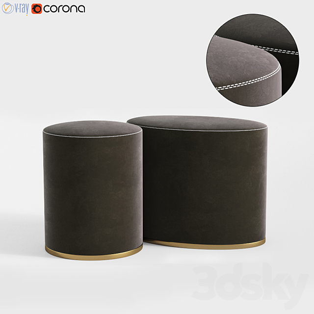 Pouf Set Gallotti & Radice 3ds Max - thumbnail 2