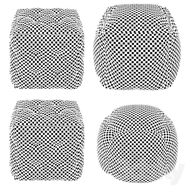 Pouf set | Set of four poufs 3DS Max Model - thumbnail 4