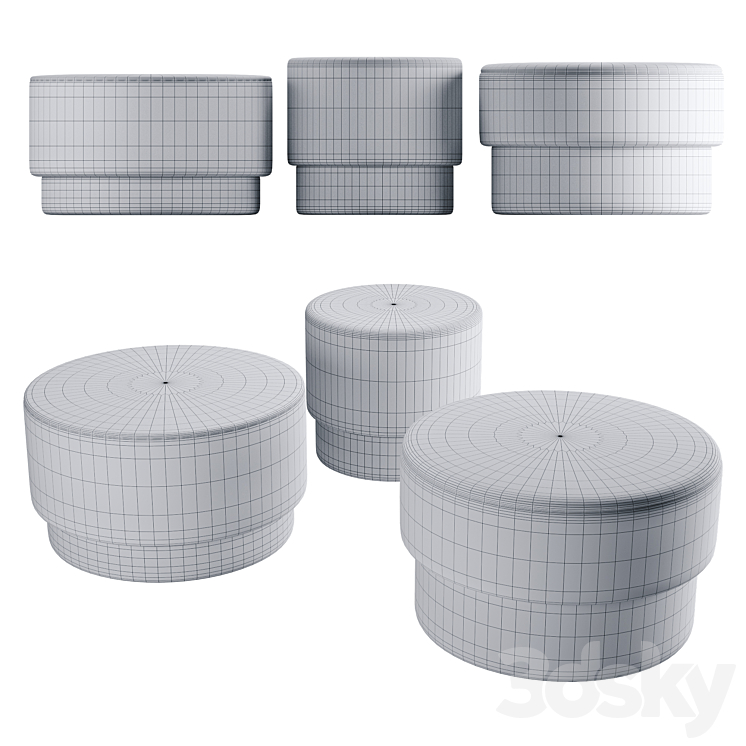 Pouffe set Normann Copenhagen 3DS Max Model - thumbnail 2