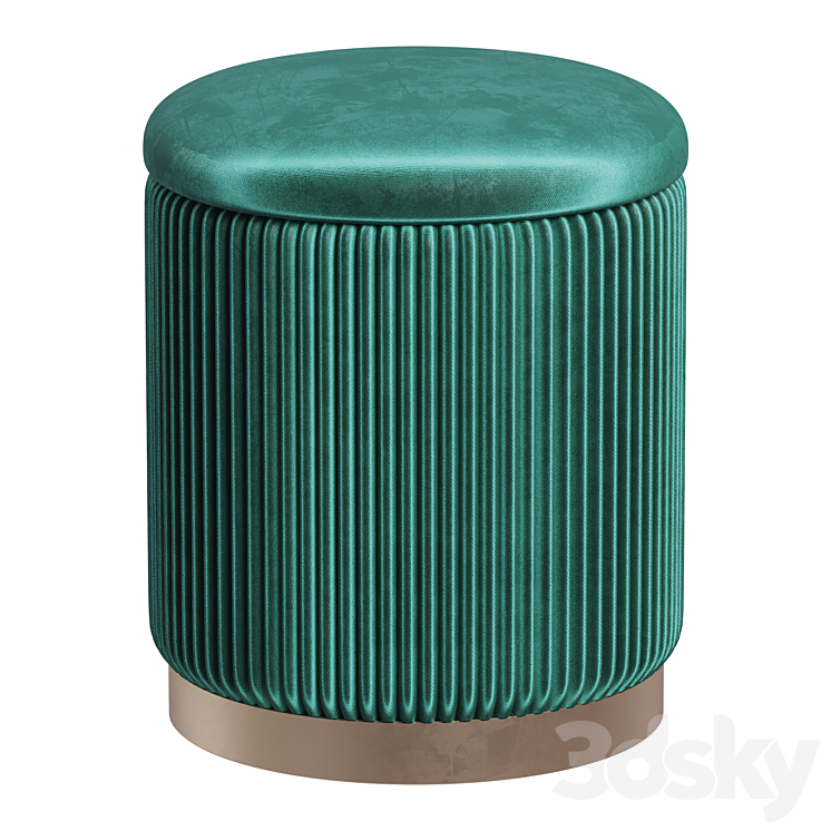 Pouffe with drawer Beatrice Glossy Velor in 4 colors 3DS Max Model - thumbnail 1