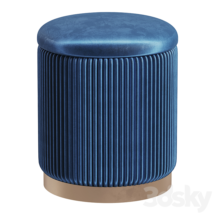 Pouffe with drawer Beatrice Glossy Velor in 4 colors 3DS Max Model - thumbnail 2