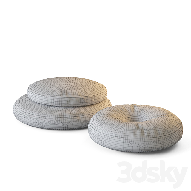 Poufs with oriental patterns 3DS Max Model - thumbnail 5