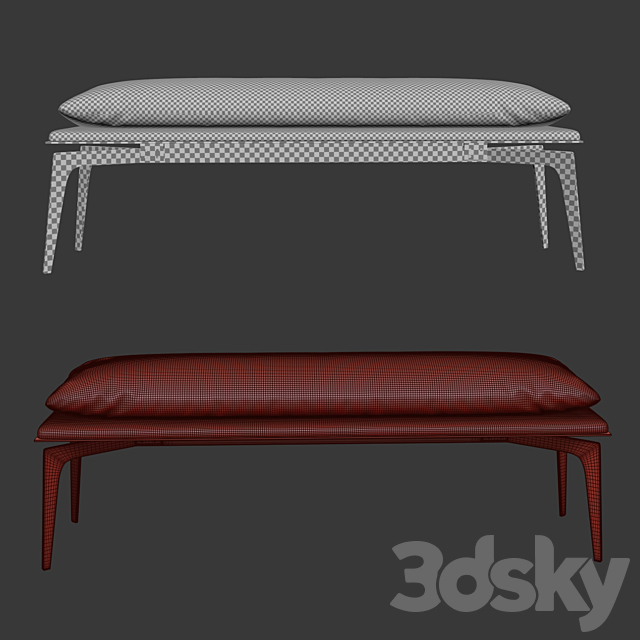 Prong bench (long) 3DS Max Model - thumbnail 3