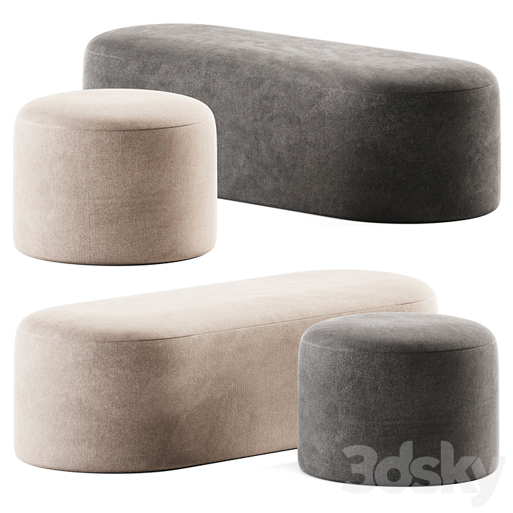 Proto Plus Halle Pouf and Bench 3DS Max Model - thumbnail 3