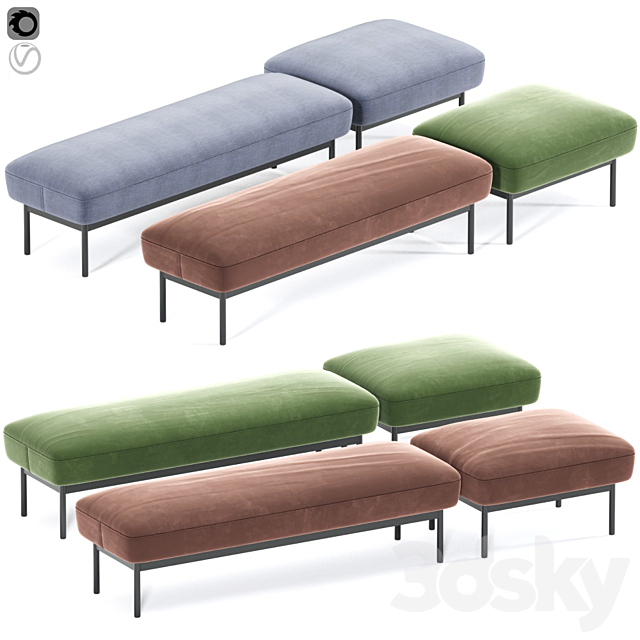 Puff Puff Bench by Blu Dot 3DSMax File - thumbnail 1