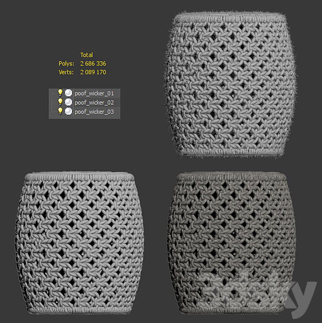 Puffs Angela Stool from Madegoods 3DSMax File - thumbnail 3