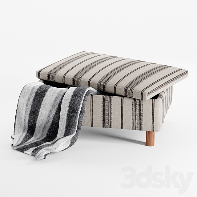 Quinn striped ottoman 3ds Max - thumbnail 1