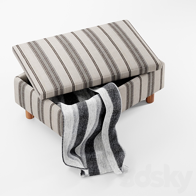 Quinn striped ottoman 3ds Max - thumbnail 2