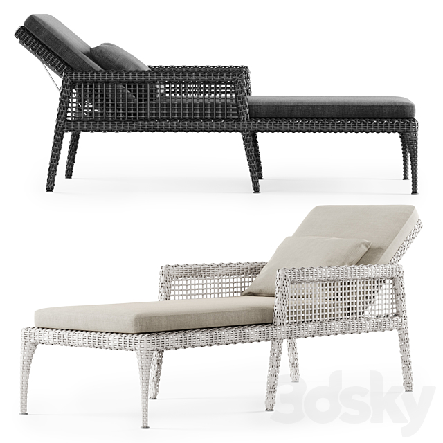 Rattan chaise lounge DR50 _ Rattan lounger 3ds Max - thumbnail 1