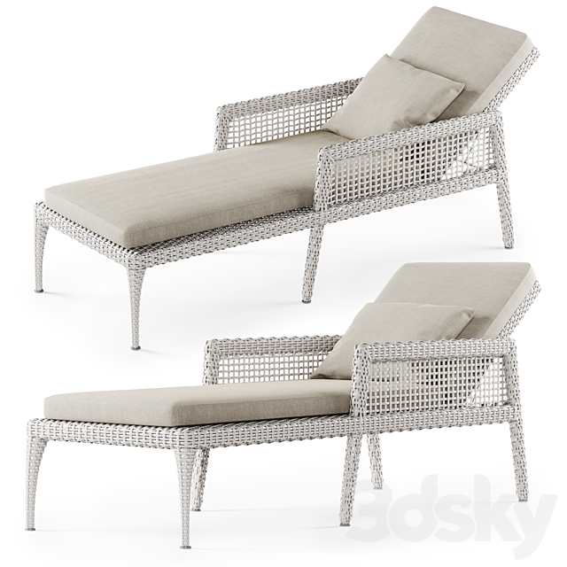 Rattan chaise lounge DR50 _ Rattan lounger 3ds Max - thumbnail 2