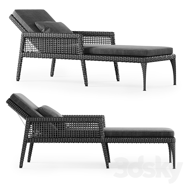 Rattan chaise lounge DR50 _ Rattan lounger 3ds Max - thumbnail 3