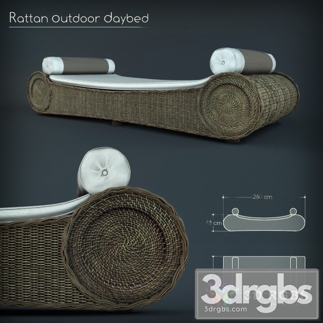 Rattan Outdoor Daybed 3dsmax Download - thumbnail 1