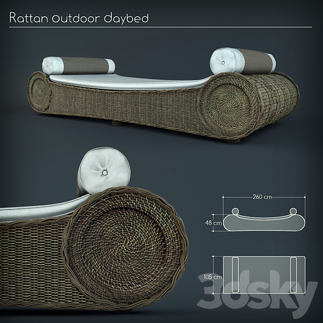 RATTAN OUTDOOR DAYBED 3DSMax File - thumbnail 1