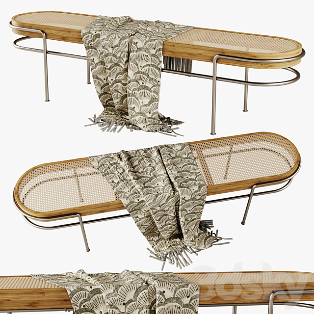 Rattan upholstered bench (lounge) 3DSMax File - thumbnail 1