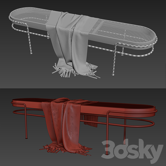 Rattan upholstered bench (lounge) 3DSMax File - thumbnail 2