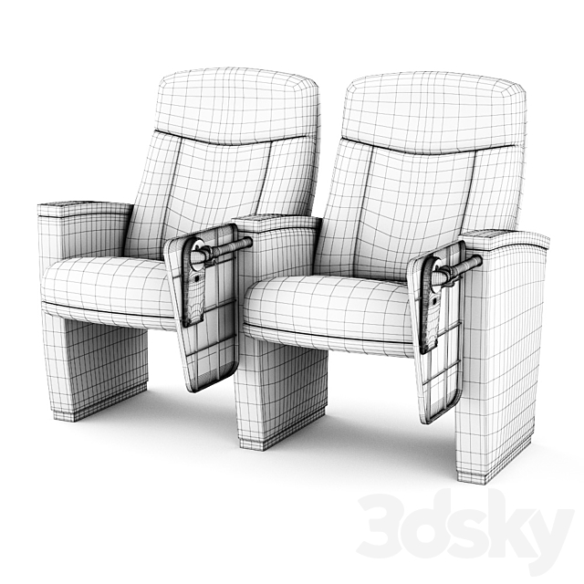 Reclining theater 3DS Max Model - thumbnail 2