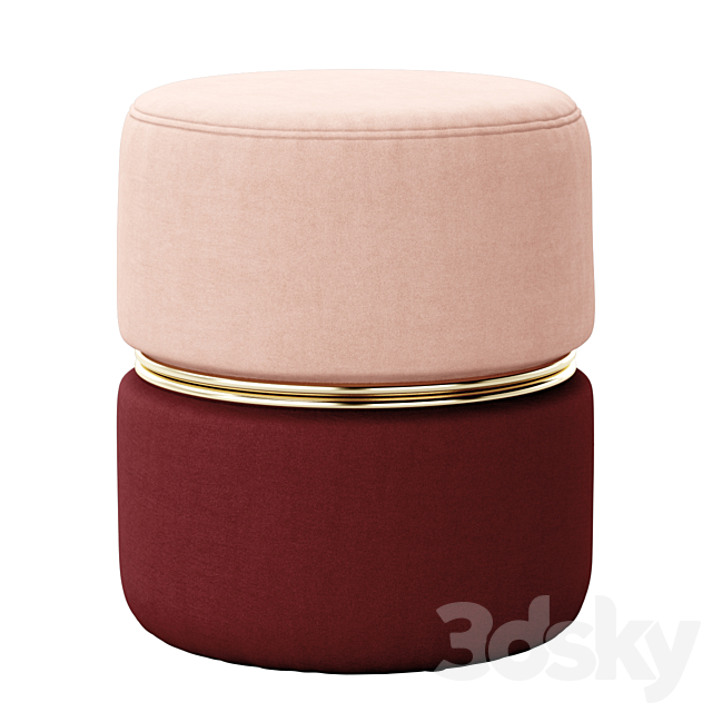 Red Pink Accent Stool by Dutch Furniture 3ds Max - thumbnail 2