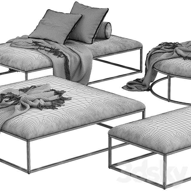 Restoration Hardware _ Nicholas Fabric Coffee Ottoman 3DSMax File - thumbnail 4