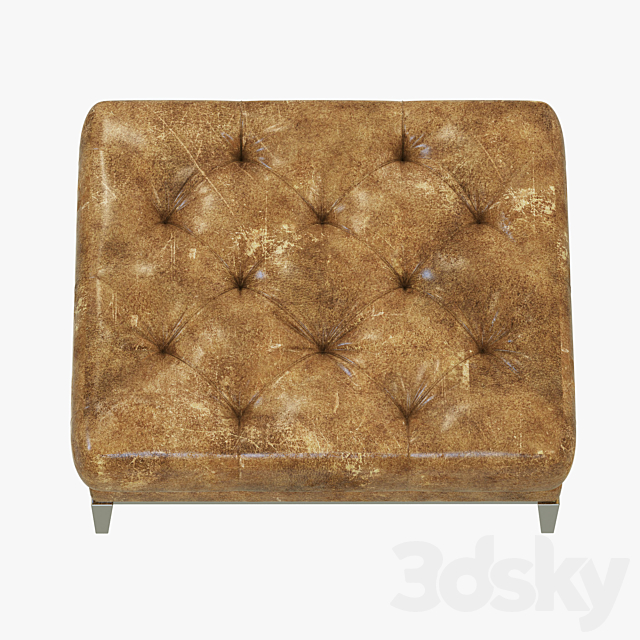 Restoration Hardware Italia Chesterfield Leather Ottoman 3DS Max Model - thumbnail 2