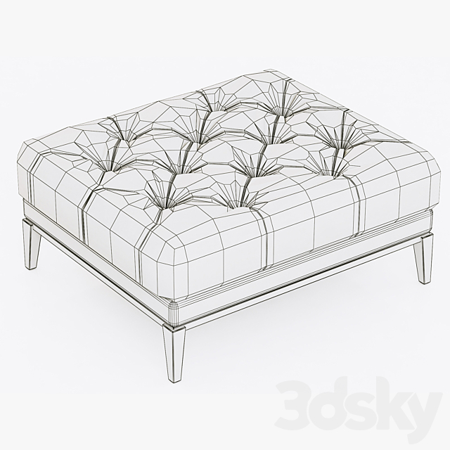 Restoration Hardware Italia Chesterfield Leather Ottoman 3DS Max Model - thumbnail 3