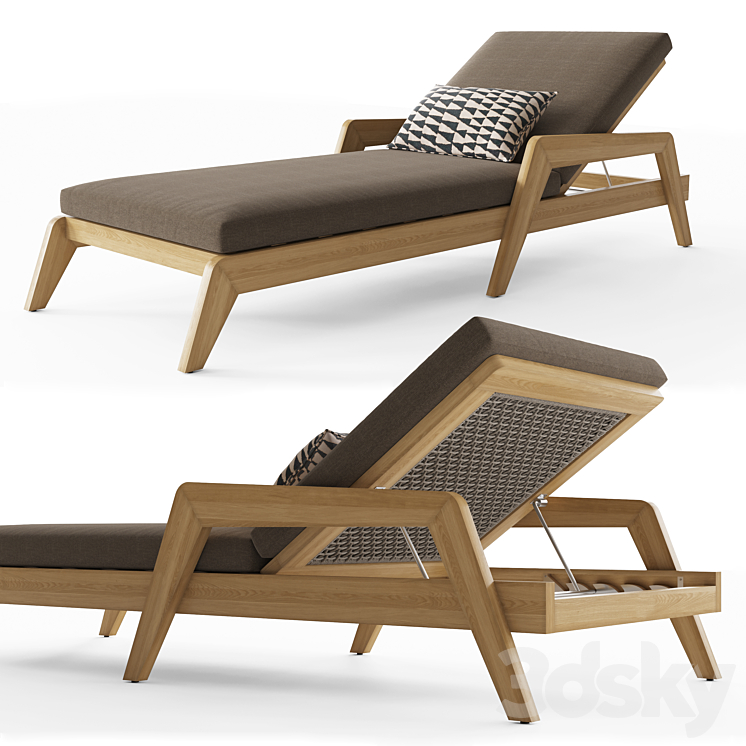 RH AVILA TEAK CHAISE 3DS Max Model - thumbnail 1