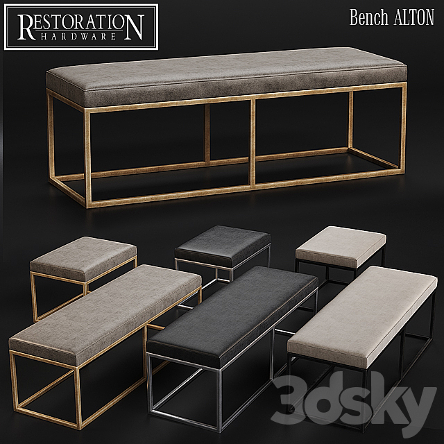 RH Modern Alton Leather Bench 3DSMax File - thumbnail 1