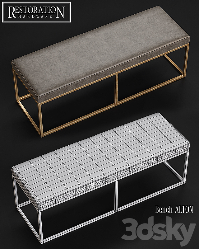 RH Modern Alton Leather Bench 3DSMax File - thumbnail 2