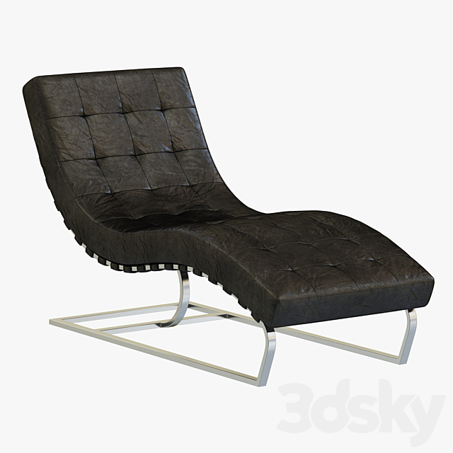 RH Modern Rossi Tufted Leather Chaise 3ds Max - thumbnail 1