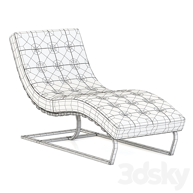 RH Modern Rossi Tufted Leather Chaise 3ds Max - thumbnail 3