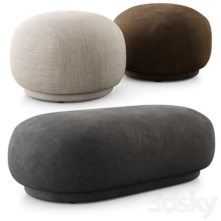 Rico Pouf And Ottoman By Ferm Living 3DS Max Model - thumbnail 1