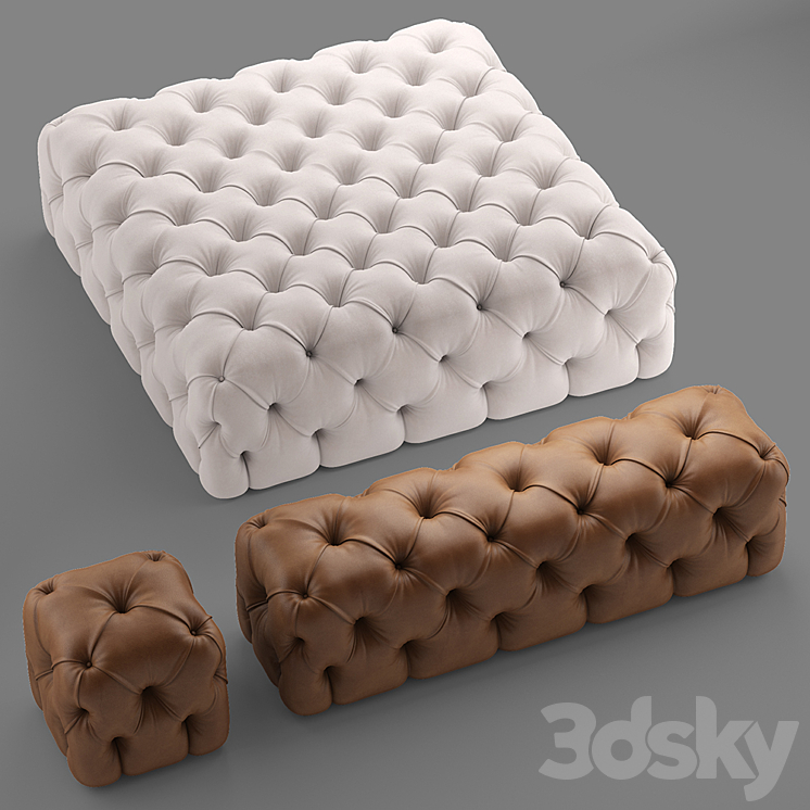 Rollking square pouf 3DS Max Model - thumbnail 3