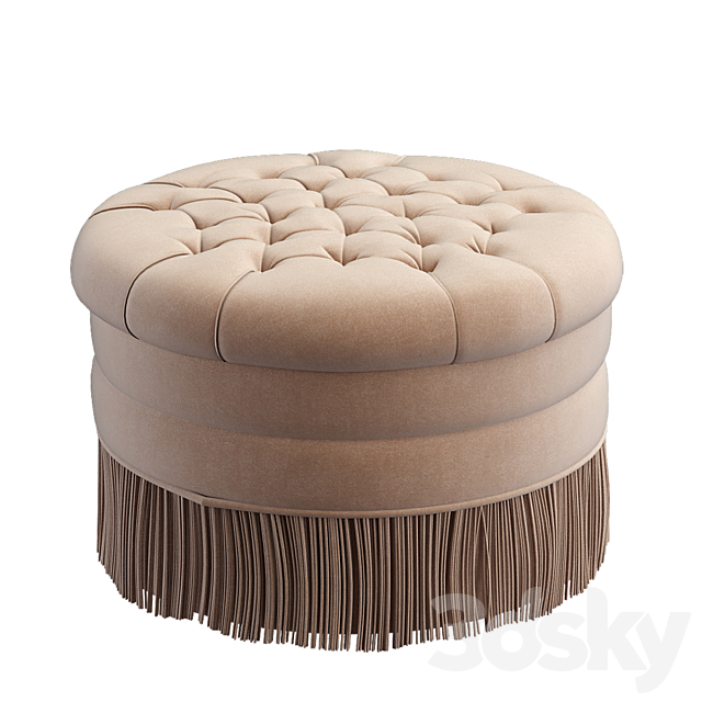 Round tufted ottoman 3DS Max Model - thumbnail 2