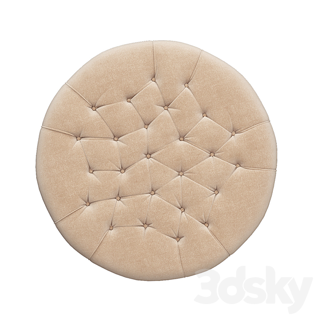 Round tufted ottoman 3DS Max Model - thumbnail 3