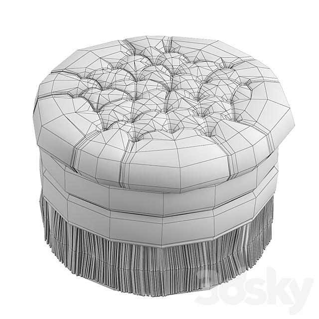 Round tufted ottoman 3DS Max Model - thumbnail 4