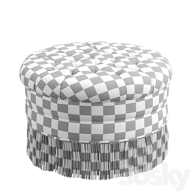 Round tufted ottoman 3DS Max Model - thumbnail 5