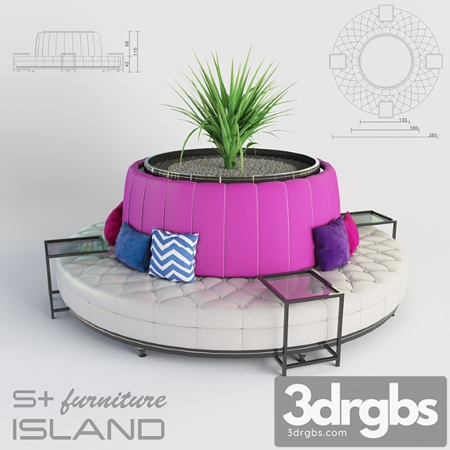 S Furniture Island Sofa 3dsmax Download - thumbnail 1