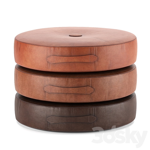 Saddle Color Leather Drum Stacking Cushion 3DSMax File - thumbnail 1