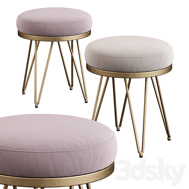 Safavieh _ Jenine Faux Ostrich Round Bench 3DSMax File - thumbnail 1