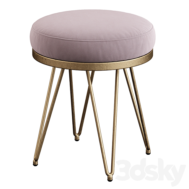 Safavieh _ Jenine Faux Ostrich Round Bench 3DSMax File - thumbnail 2