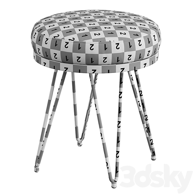 Safavieh _ Jenine Faux Ostrich Round Bench 3DSMax File - thumbnail 4