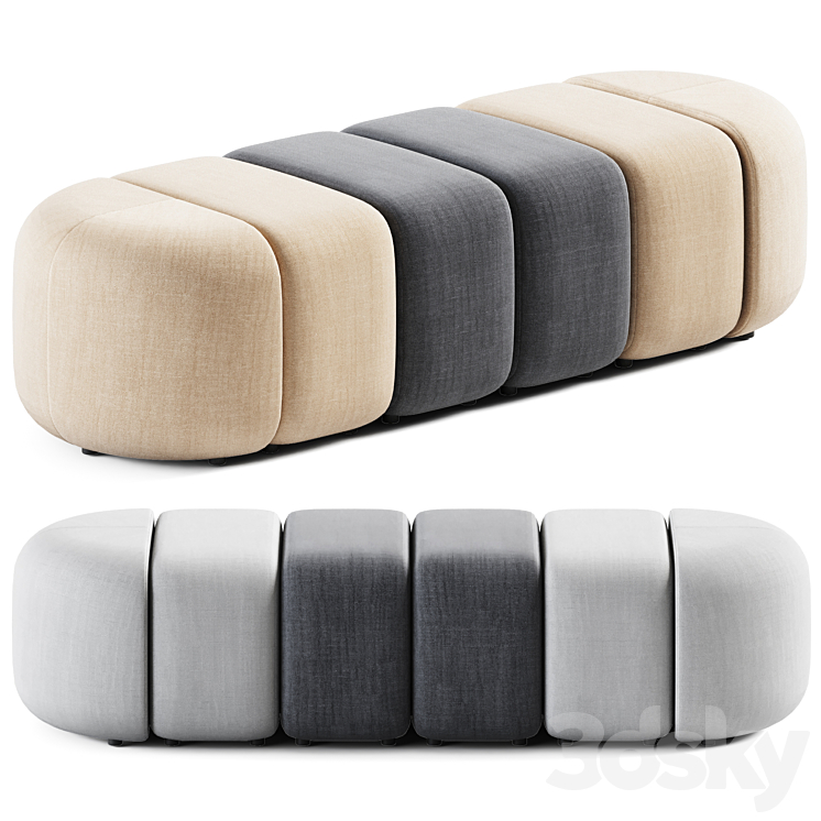 Set Module Pouffes by Bla Station \/ Pouf 3DS Max Model - thumbnail 1