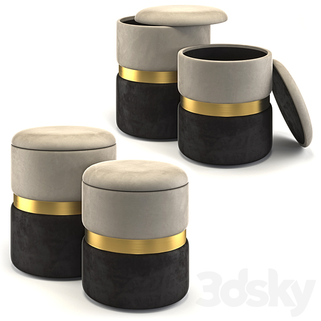 Set of 2 ottomans New-York My Interno 3DSMax File - thumbnail 1