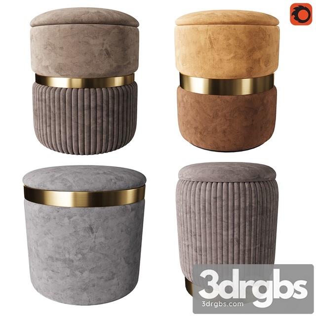 Set of Modern Ottomans 3 3dsmax Download - thumbnail 1