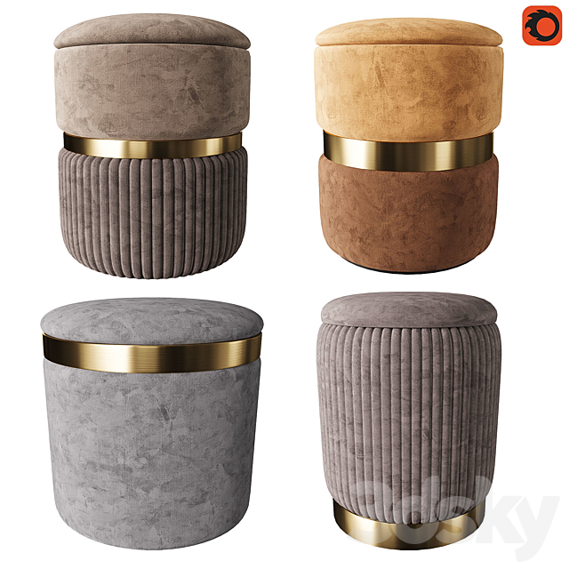 Set of modern ottomans_3 3DSMax File - thumbnail 1