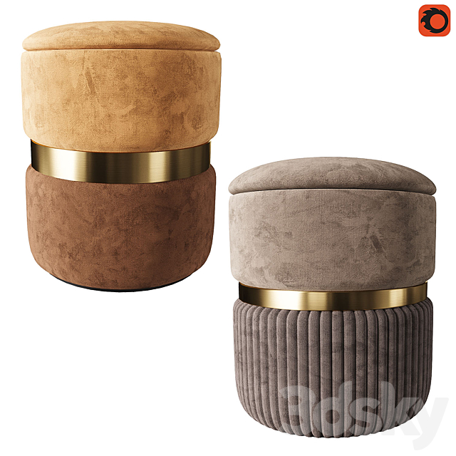 Set of modern ottomans_3 3DSMax File - thumbnail 2