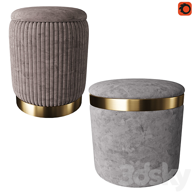 Set of modern ottomans_3 3DSMax File - thumbnail 3