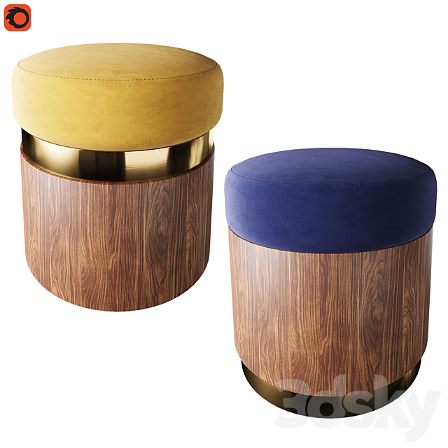 Set of modern ottomans_6 3ds Max - thumbnail 1